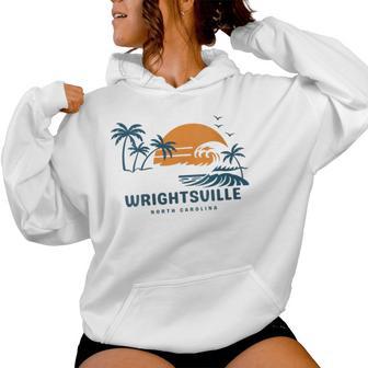 Wrightsville Beach North Carolina Summer Vacation Retro 70's Women's Hoodie | Mazezy
