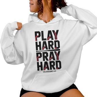 Youth Christian Baseball Play Hard Pray Hard N Boys Faith Women Hoodie - Thegiftio UK