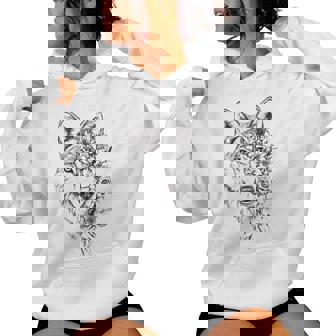 ウルフ フローラル ヴィンテージ 花 オオカミの顔 オオカミの恋人 レディースパーカー - Kawaiitshirt