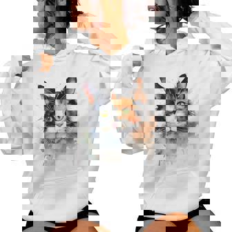 クールな水彩 三毛猫顔 三毛猫 お母さん 猫 お父さん レディースパーカー - Kawaiitshirt