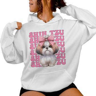 コケット 弓 シーズー 女の子 犬 ママ 母の日 ピンク レディースパーカー - Kawaiitshirt