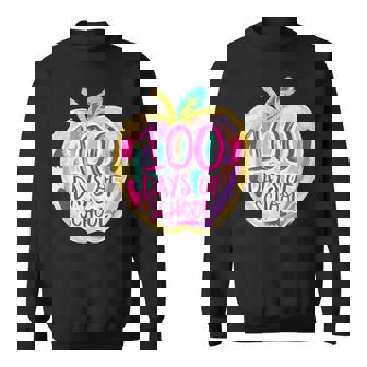 100 Days Of School Apple Teacher Student Kids Groovy Retro Sweatshirt Unisex | Mazezy