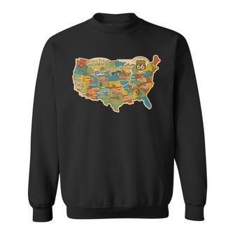 100Th Anniversary Americana Highway Travel Map 1926 2026 Sweatshirt - Thegiftio UK
