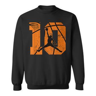 10Th Birthday Basketball 10 Yr Bday Party 10Yr Ten Years Old Sweatshirt - Thegiftio