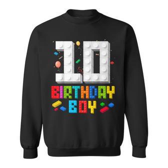 10Th Birthday Boy Master Builder 10 Years Old Building Block Sweatshirt - Thegiftio