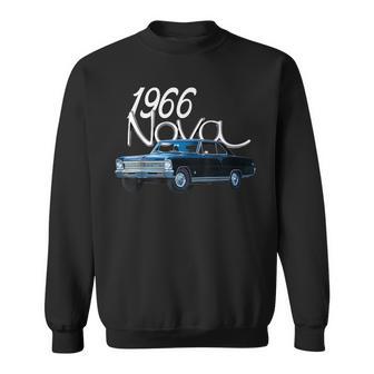 1966 66 Chevys Nova Classic Car Old School Muscle Blue Car Sweatshirt - Thegiftio UK