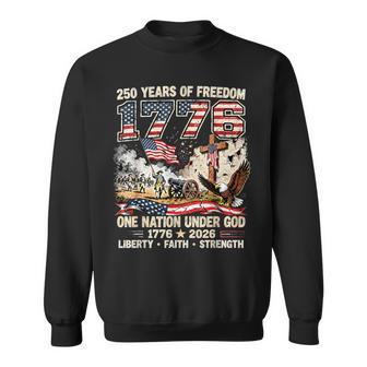 250 Years Of Freedom 1776 One Nation Under God Usa Flag Sweatshirt - Thegiftio UK