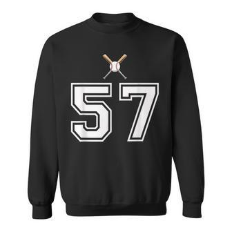 57 番 野球スタイル ヴィンテージホワイト スウェットシャツ - Kawaiitshirt