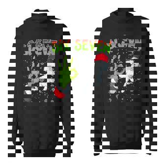 6 7 Christmas Hand Gen Z Alpha Meme Slang Xmas 67 Christmas Sweatshirt | Seseable UK