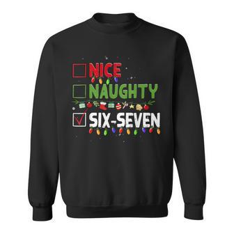 6-7 Meme Nice Naughty Six Seven 67 Christmas Pajama Sweatshirt - Thegiftio UK