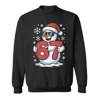 6 7 Snowman Christmas Pajamas 67 Meme Six Seven Bruh Sweatshirt - Monsterry