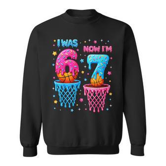 I Was 6 Now Im 7 Years Old Drip Basketball Birthday Boy Sweatshirt - Monsterry