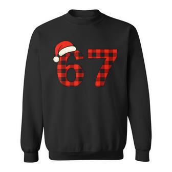 67 Christmas Six Seven Meme Brainrot Plaid Santa Boys Sweatshirt - Thegiftio UK