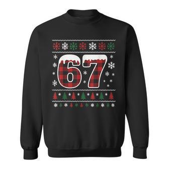 67 Christmas Six Seven Meme Brainrot Plaid Sweatshirt - Thegiftio UK