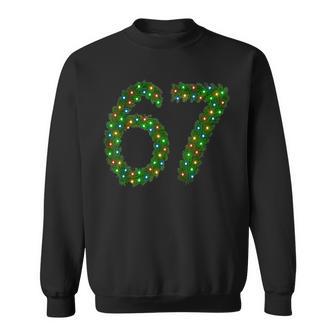 67 Christmas Lights Six Seven Xmas Wreath Tree Sweatshirt - Thegiftio UK