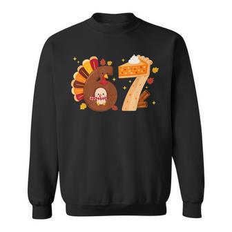 67 Meme Six Seven Pumpkin Pie Turkey Thanksgiving Sweatshirt - Thegiftio UK