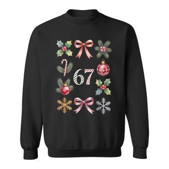 67 Ribbon Christmas Six Seven Meme Coquette Sweatshirt - Thegiftio UK