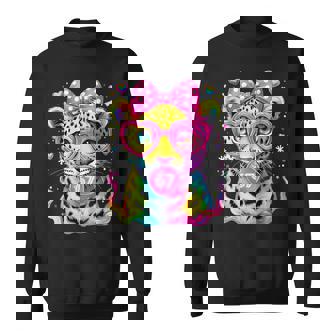 67 Six Seven Meme Leopard Glasses Blowing Bubble Gum Sweatshirt Unisex | Mazezy