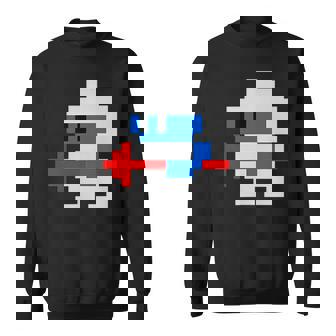 8ビット80年代レトロクラシックビデオゲームキャラクターダグヒーロー スウェットシャツ - Kawaiitshirt