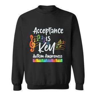 Acceptance Is Key Autism Awareness Musical Note Piano Graphi Sweatshirt - Seseable