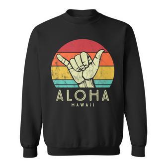 Aloha Hawaii Shaka Surf Hand Retro Hawaiian Sweatshirt - Thegiftio