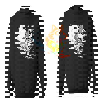 Alpine Ski Dog Nerdy Corgi Bow Tie Glasses Sweatshirt Unisex | Mazezy