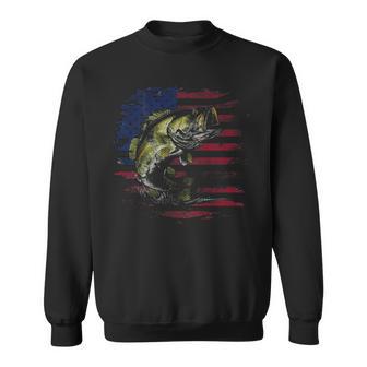 American Flag Camo Bass Fish Fishing Fisherman On Back Sweatshirt - Thegiftio UK