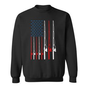 American Flag Fishing Rod Fishing Lover Fisherman Sweatshirt - Thegiftio UK
