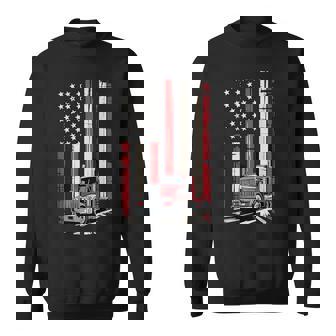 American Flag Semi Truck 18 Wheeler Trucker Pride Sweatshirt Unisex | Mazezy