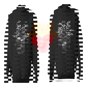 Apples Leopard Coquette Ribbon Bow Cute Fruit Aesthetic Sweatshirt Unisex | Mazezy