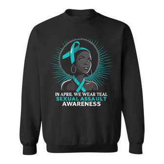 In April We Wear Teal Sexual Assault Awareness Month African Sweatshirt | Mazezy