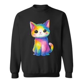 Aquarelle Colorée Pour Les Amoureux Des Chats Sweater e - Cadeauxyz