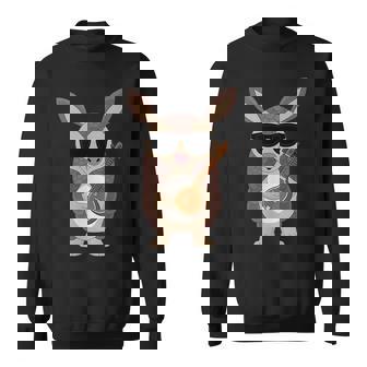 Armadillo Wearing Sunglasses Playing Sitar Sitarist Sweatshirt Unisex | Mazezy