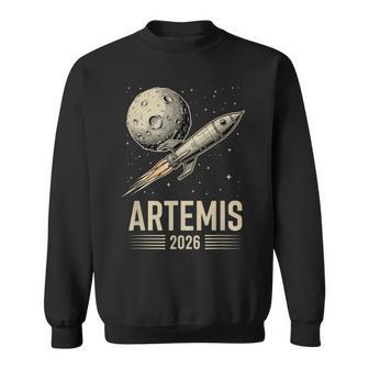 Artemis 2 Launch To The Moon Mission Retro Rocket Ship Sweatshirt - Thegiftio
