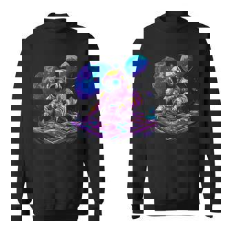 Astronaut DJ In Space Vinyl Galaxy EDM Music Sweatshirt Unisex | Mazezy
