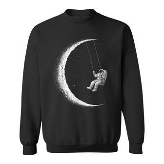 Astronaut Moon Swing Stars Outer Space Galaxy Astronomy Sweatshirt - Monsterry