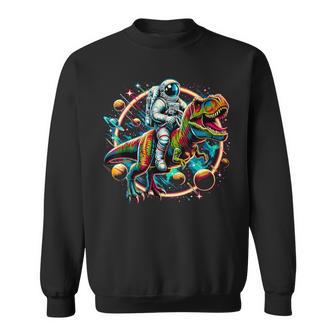Astronaut Riding T-Rex Dinosaur Astro T-Rex Space Sweatshirt - Thegiftio UK