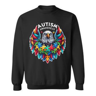 Autism Awareness Puzzle Pieces Eagle Sweatshirt - Thegiftio UK