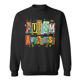 Autism Awareness Ribbon Puzzle Autism Support Squad Family Sweatshirt | Seseable CA