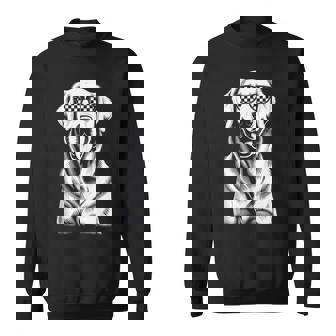 Auto Car Racing Sunglasses Golden Lab Retriever Checker Flag Tank Top Sweatshirt Unisex | Mazezy