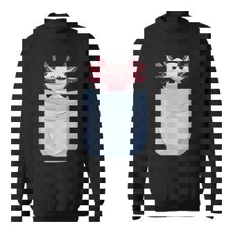 Axolotl ポケットに入った魚 両生類 ペット ホワイト アホロートル トカゲ スウェットシャツ - Kawaiitshirt