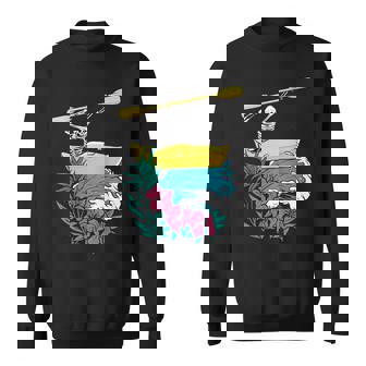 Backprint Packraft-Kayak Kayaker Canoes-Boating Kayaking Sweatshirt Unisex | Mazezy