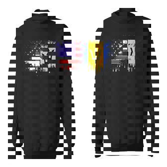 Barbados & USA Together Half American Half Bajan Tank Top Sweatshirt Unisex | Mazezy