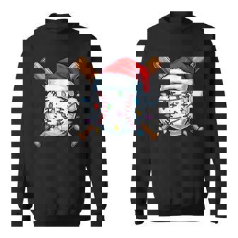 Baseball Christmas Lights Santa Christmas Baseball Player Sweatshirt | Seseable FR
