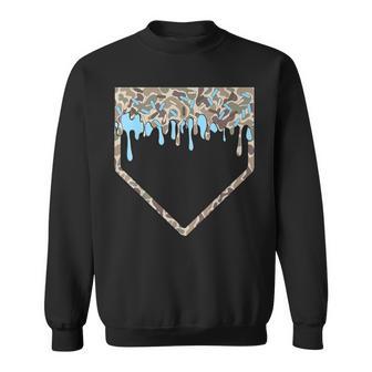 Baseball Drip Camo Baseball Home Plate Boys Sports Game Day Sweatshirt | Mazezy