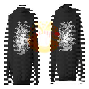 Baseball Game Lover Popcorn Food & Sports Fan Thanksgiving Sweatshirt - Thegiftio