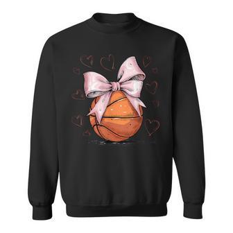 Basketball Coquette Bow Cute Basketball Player Sweatshirt - Thegiftio