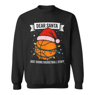 Basketball Player Christmas Hat Lights Ball Dear Santa Sweatshirt - Thegiftio