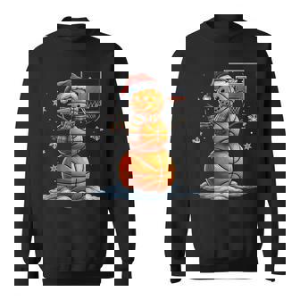 Basketball Snowman Christmas Santa Hat Xmas Basketball Sweatshirt - Thegiftio