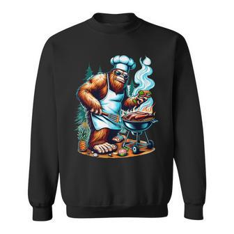 Bbq Master Bigfoot Chef Grill Cooking Barbecue Dad Sweatshirt - Thegiftio UK